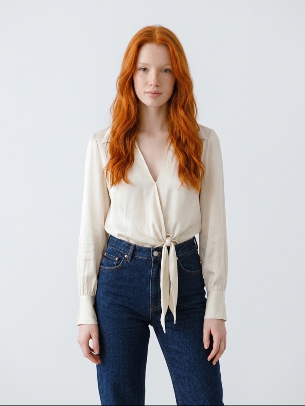 Haute Hippie Cream Silk Wrap Blouse with Tie Detail Fits S/M size XS - Picture 12 of 12